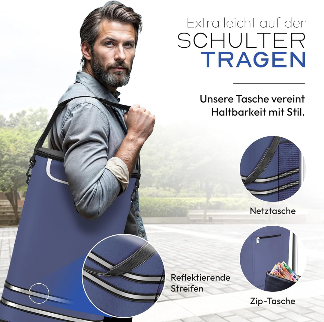 Dimono® Einkaufstrolley Klappbarer 3 in1 Trolley zum Einkaufen; 56 Liter inkl. Kühlfach; Transportwa