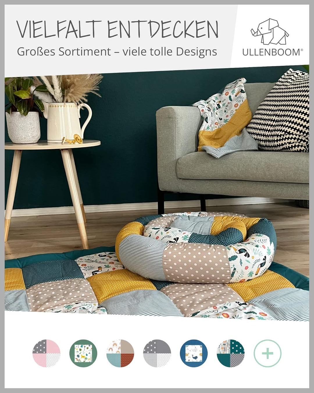 ULLENBOOM ® Einlage für Babynestchen 35 x 75 cm Dschungel (Made in EU) - bequeme Polsterung für das