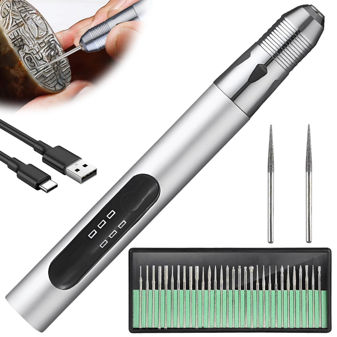 Elektrische Gravierstift: Wiederaufladierbar Gravur Werkzeug Kit, Mini Gravurwerkzeug mit Gravurzube