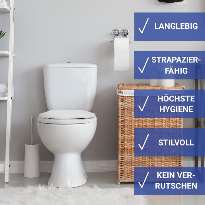 WENKO Varoni Wc Sitz mit Absenkautomatik [Einfache Montage] Klodeckel mit Absenkautomatik in weiss [
