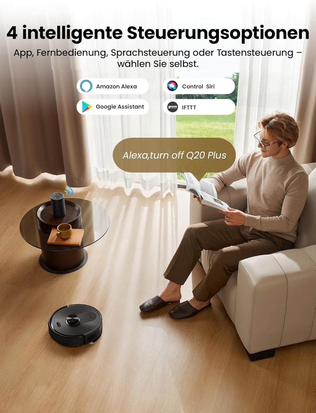 Proscenic Q20Plus Saugroboter mit Wischfunktion, 10000Pa 200min Staubsauger Roboter mit Beutellose E