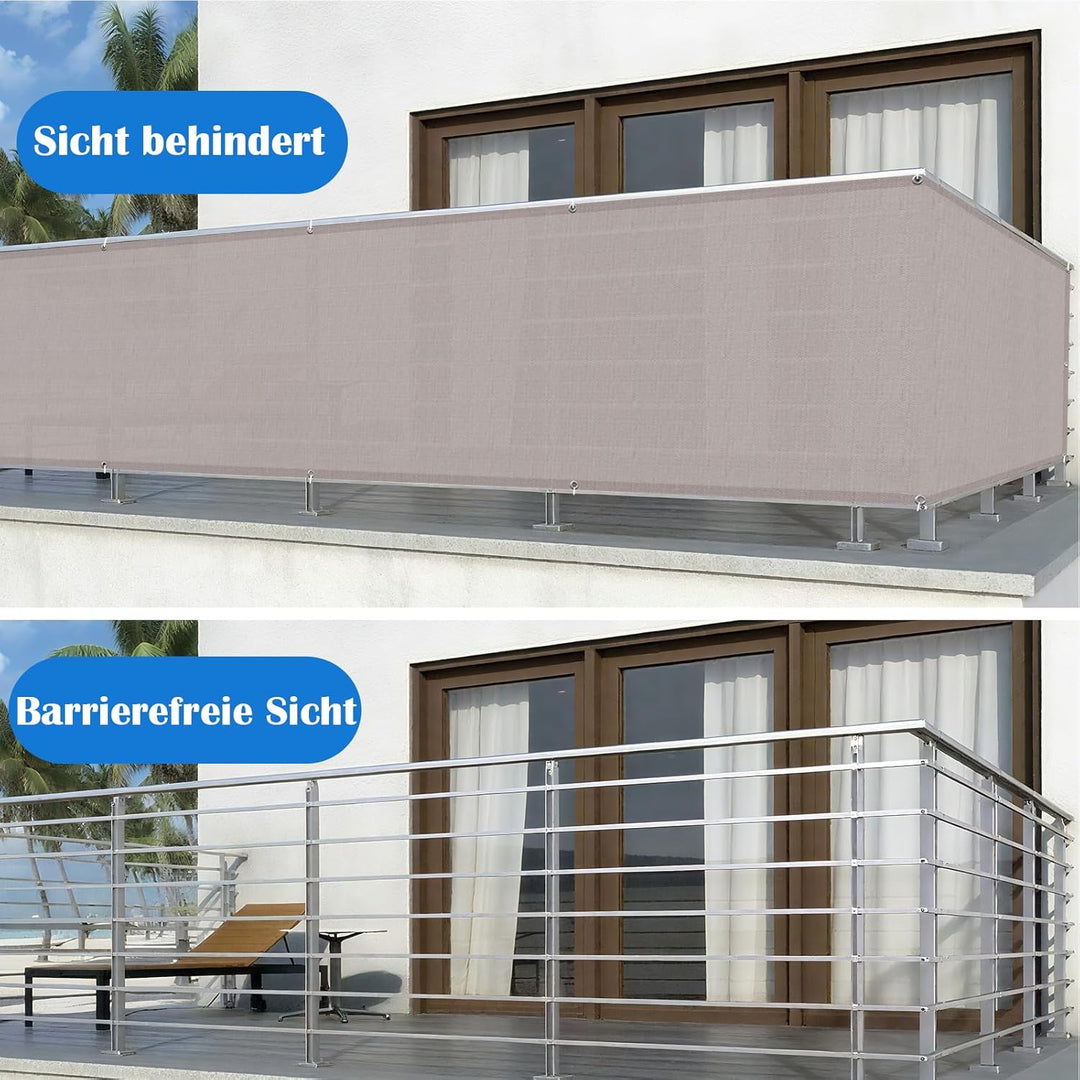 COOL AREA Balkon Sichtschutz Balkonumspannungen PES Wasserdicht wetterfester mit Kabelbinder,90x800c