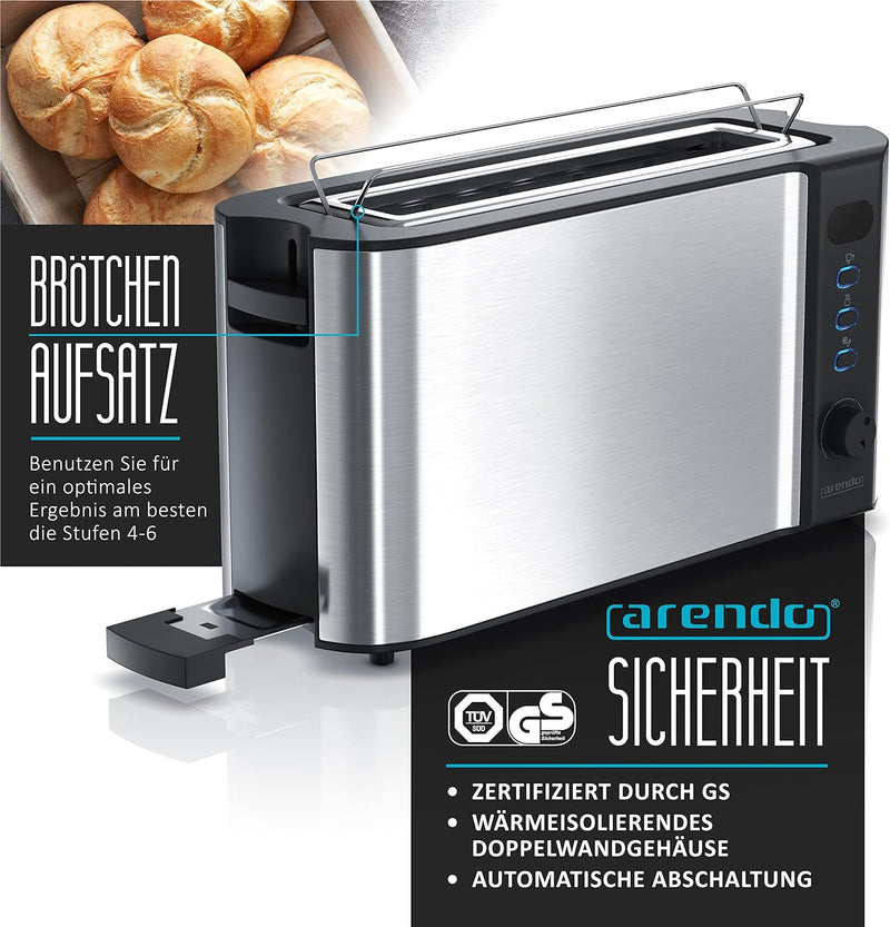 Arendo - Automatik Toaster Langschlitz - Defrost Funktion - Wärmeisolierendes Doppelwandgehäuse - in