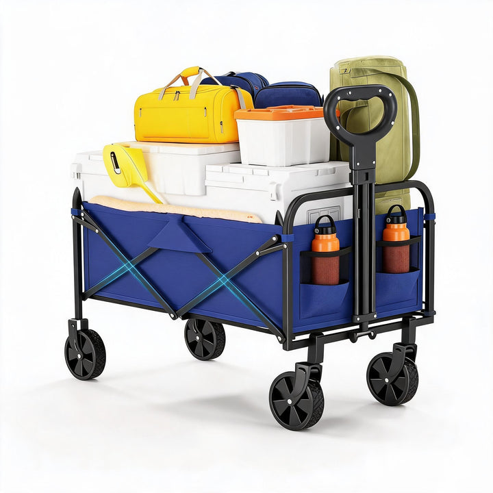 Bollerwagen Faltbar Mit Geländereifen Blau, Blau