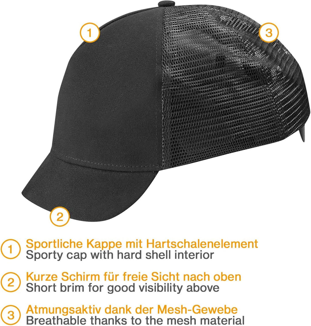 Uvex U-Cap Vent Mesh Anstosskappe - Kurzer Schirm - Schwarz - 60-63 cm, 60-63 cm