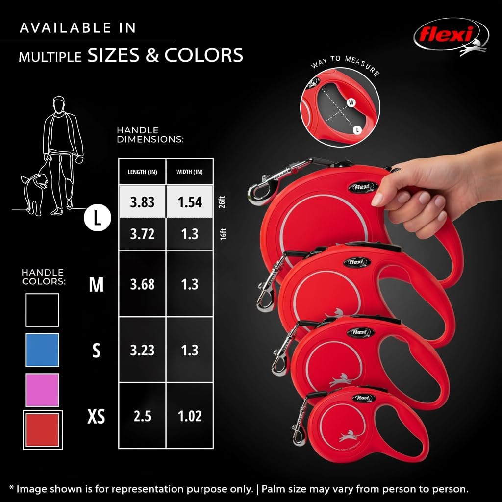 Flexi Classic Tape einziehbare Leine, Rot, Grösse L / 66 m rot Large, 26 ft, rot Large, 26 ft