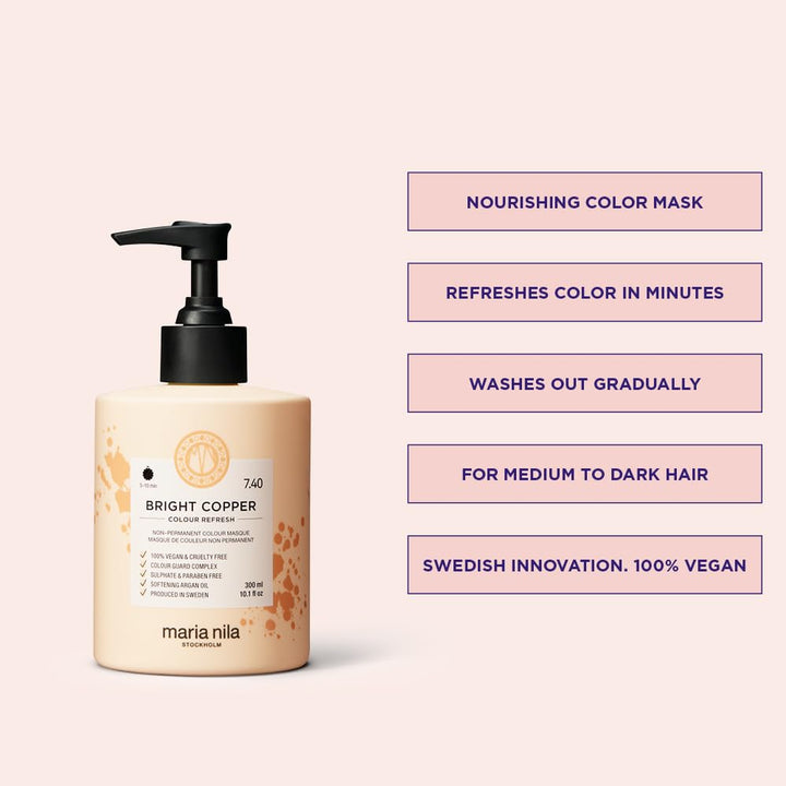 Maria Nila Colour Refresh Farbmaske Bright Copper | Haarkur mit Rot-Pigmenten für Blondes und Hellbr
