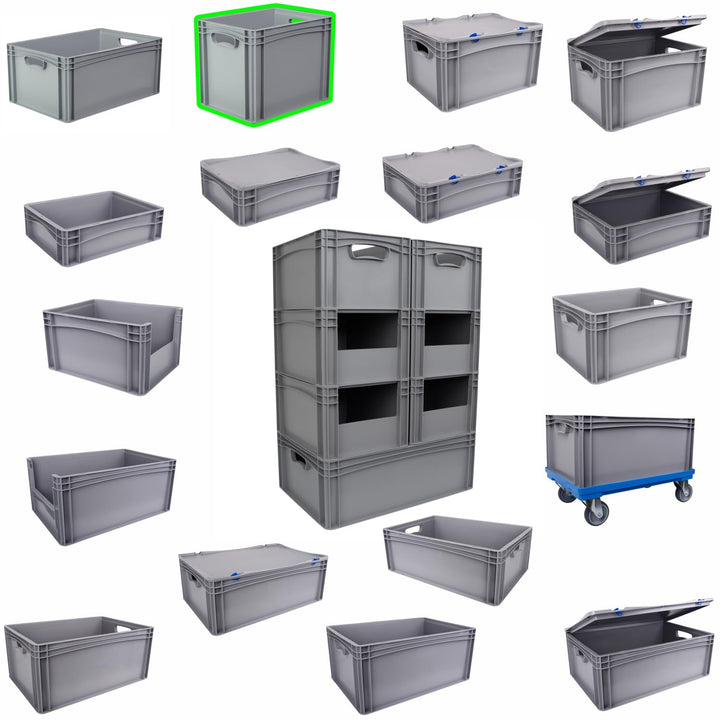 Hesselink Eurobox 40x30x32 cm, Handgriffe offen, stapelbar, 30 Liter, grau, lebensmittelecht, Eurobe