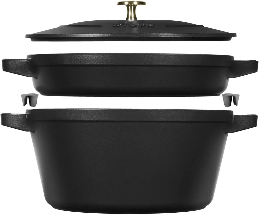 STAUB La Cocotte Kochtopfset, 2-tlg rund Gusseisen Schwarz Kochtopf Topf