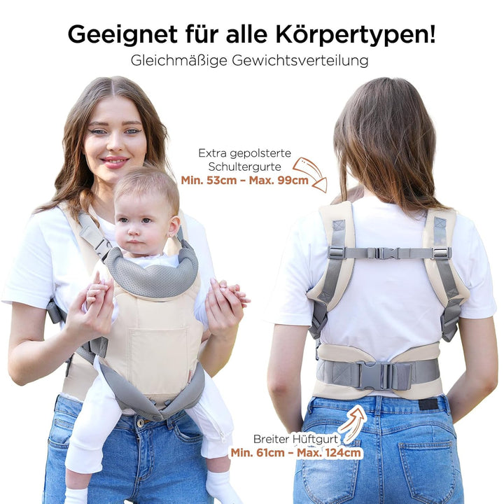 GAGAKU Babytrage Neugeborenes bis Kleinkind, Ergonomische Baby Tragegurt mit Hüftsitz für 4-36 Monat