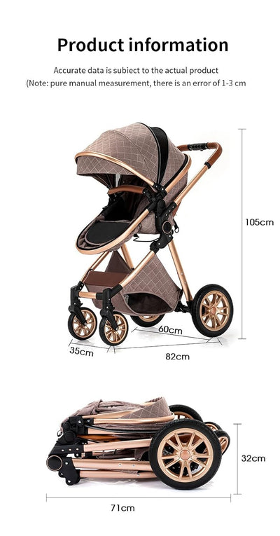 GLOKID Kinderwagen 3 in 1,Reisesysteme, Babywanne,Buggy&Sportsitz,Tragbarer,Voll-Gummireifen,Mit Ein