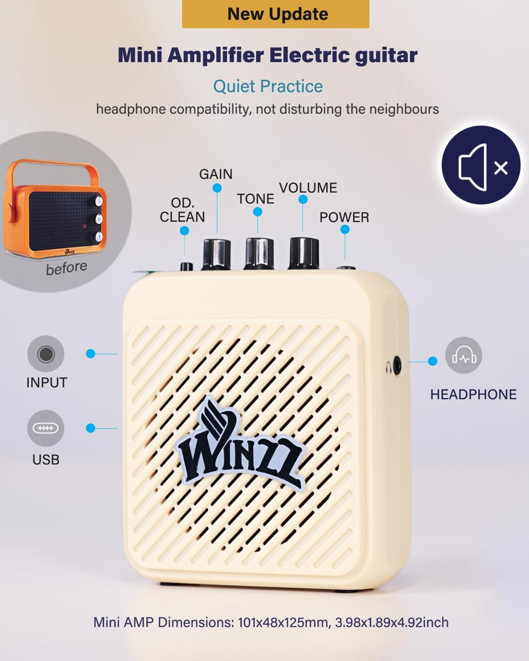 Winzz 30 Zoll Mini E-Gitarre Kinder Ahorn Griffbrett Elektrische Gitarre Anfänger Set für Kinder mit