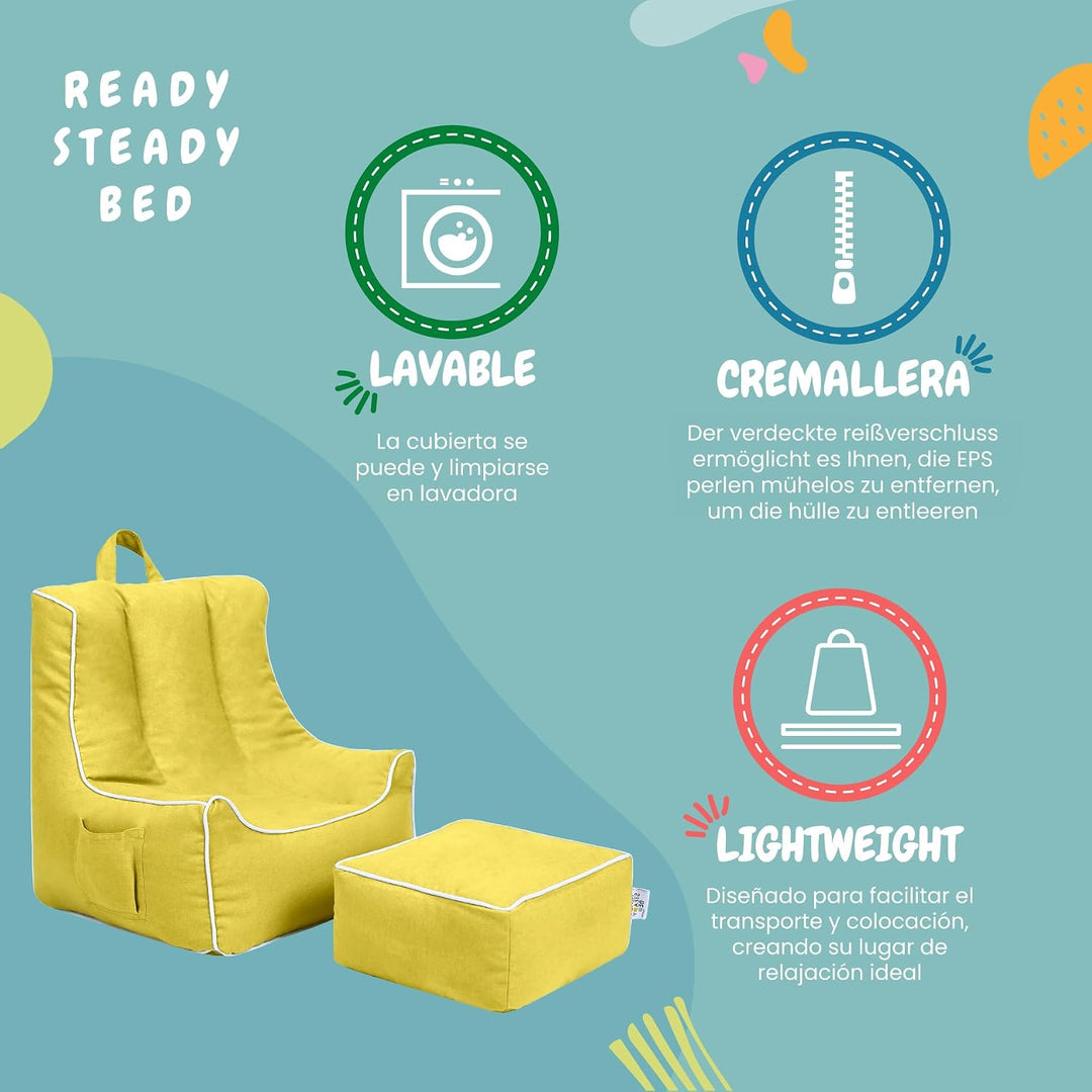 Ready Steady Bed sitzsack Kinder mit Fusshocker - Kinder Sessel mit füllung - Kindersessel Mädchen u