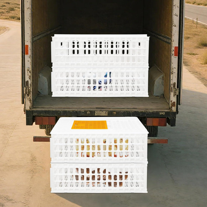 4 Stück Geflügel Tragetasche, Huhn-Transportkäfig mit Schiebetür und Transportgriffen, Korb Box für