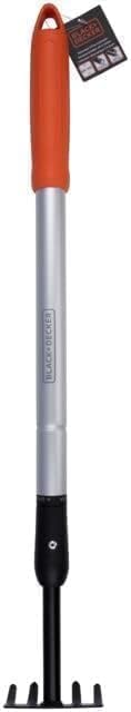 BLACK+DECKER Gartenrechen 5-Zahn - Verstellbar von 66 bis 100 cm - Karbonstahl, Fiberglas und PVC -