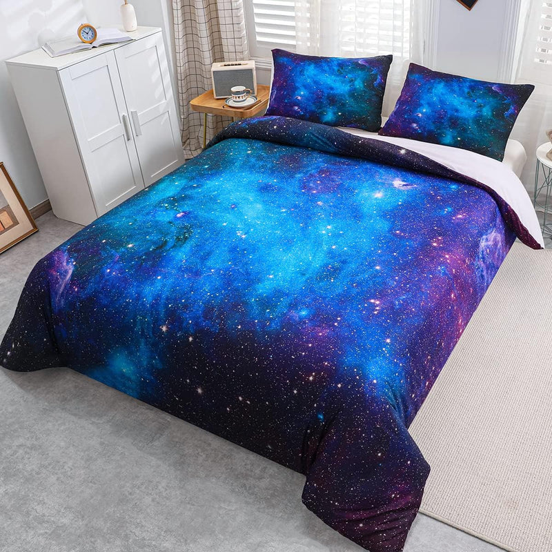 Loussiesd Bettwäsche Set Galaxie Sternenhimmel Bettbezug Set für Kinder Jungen Mädchen Weich Atmungs