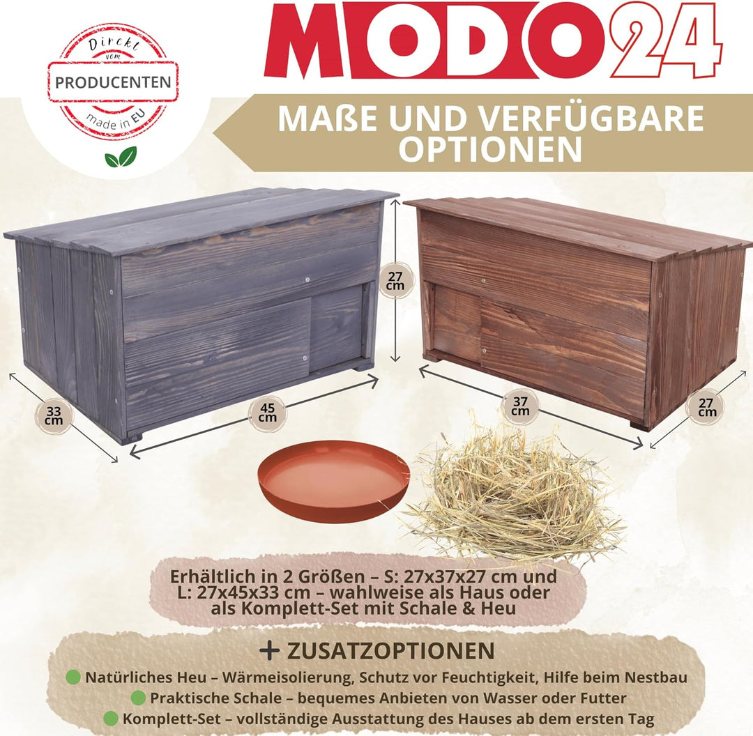 Igelhaus aus Holz, Stabiles Igel Winterquartier mit Labyrintheingang, Boden & Trennwand, Igelhütte/I