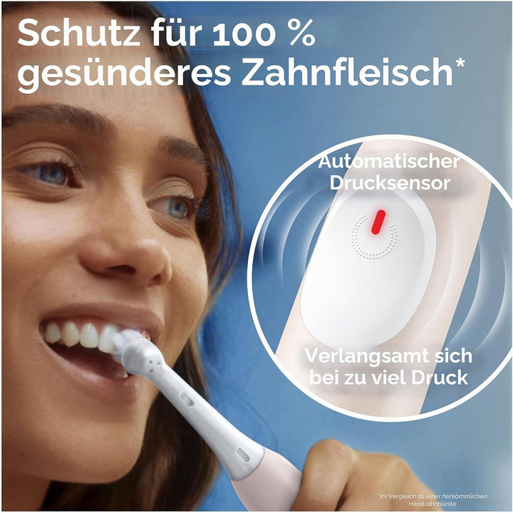 Oral-B iO 2 elektrische Zahnbürste, Hellrosa, für Erwachsene, 3 Reinigungsmodi, sanft für das Zahnfl