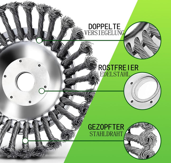 2 Stück Unkrautbürste für Freischneider mit 25,4mm Bohrung, Wildkrautbürste für Motorsense, Drahtbür