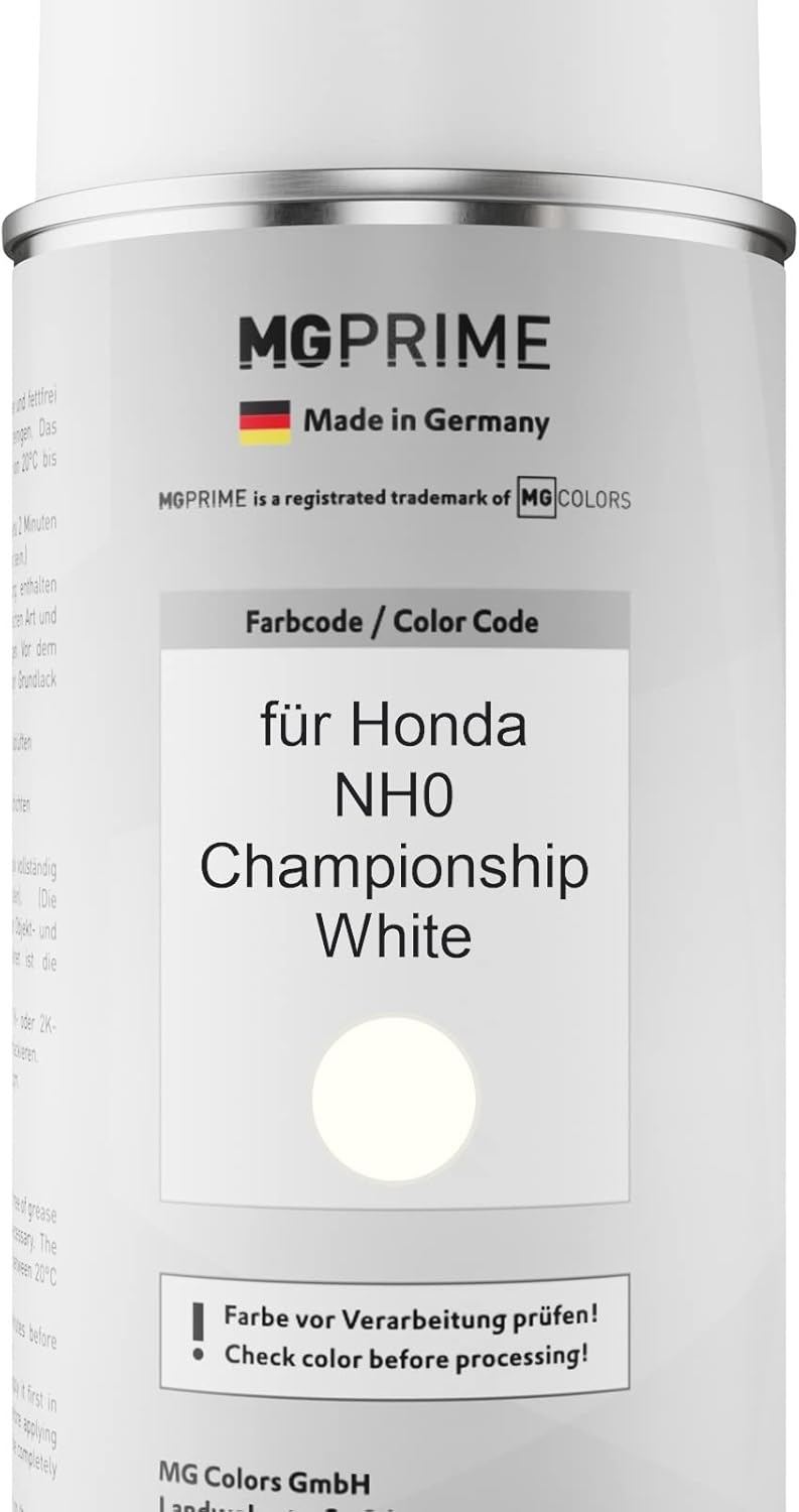 MG PRIME Autolack 2K Spraydosen Set für Honda NH0 Championship White Basislack 2 Komponenten Klarlac