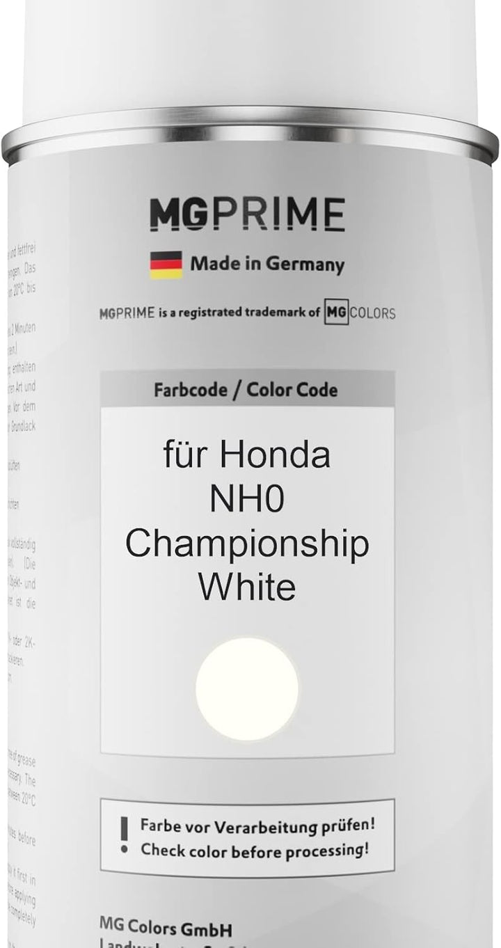 MG PRIME Autolack 2K Spraydosen Set für Honda NH0 Championship White Basislack 2 Komponenten Klarlac