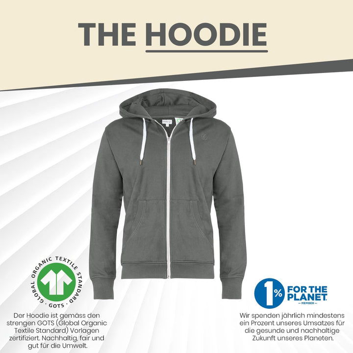 Herren Hoody | Reine Bio Baumwolle | GOTS Zertifiziert S Dunkelgrau, S Dunkelgrau