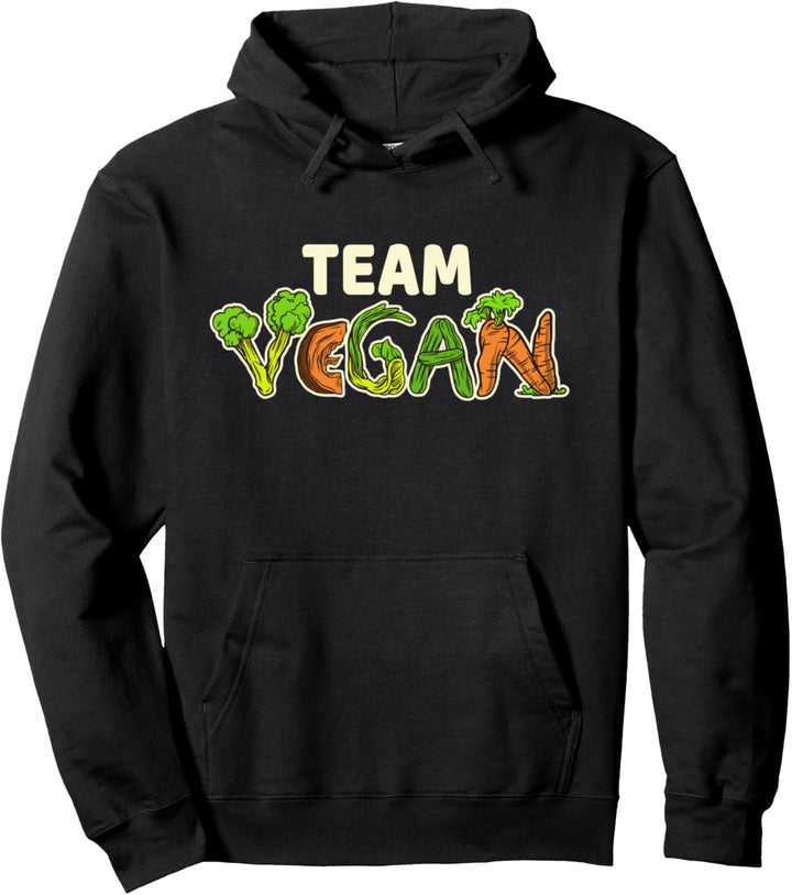 Team Vegan Veganism mit Gemüse geschrieben Happy Vegan Pullover Hoodie