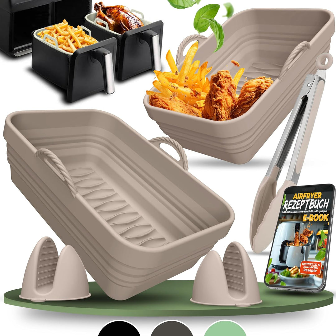 2x Set Zubehör für Ninja Foodi Max Dual Zone Silikonform Faltbar, Dual Zone Airfryer, Heissluftfritt