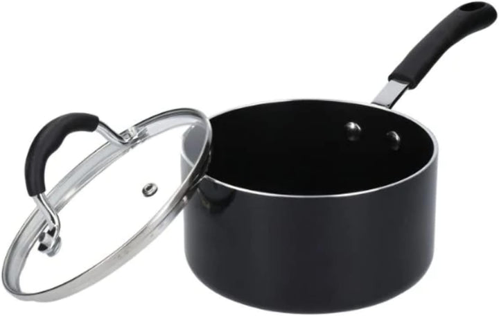 MASTERCLASS Master Class Aluminium-Antihaft-Emaille-Stieltopf mit Deckel, Schwarz, 20 cm 20 cm (8 in