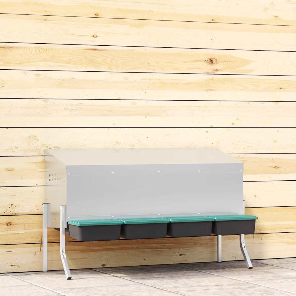 Hühner-Nistkasten 4 Fächer aus verzinktem Stahl mit Beinen, Flexible Beinhöheneinstellung, wetterfes