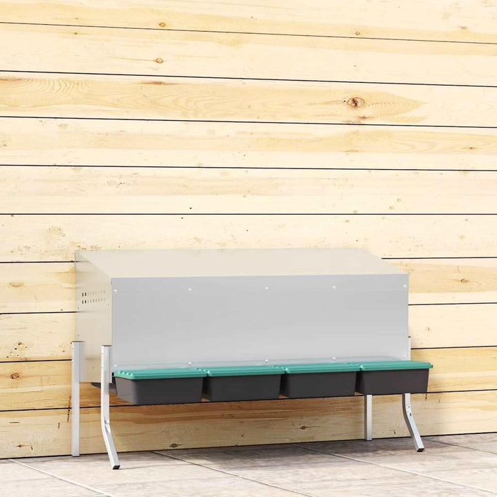 Hühner-Nistkasten 4 Fächer aus verzinktem Stahl mit Beinen, Flexible Beinhöheneinstellung, wetterfes
