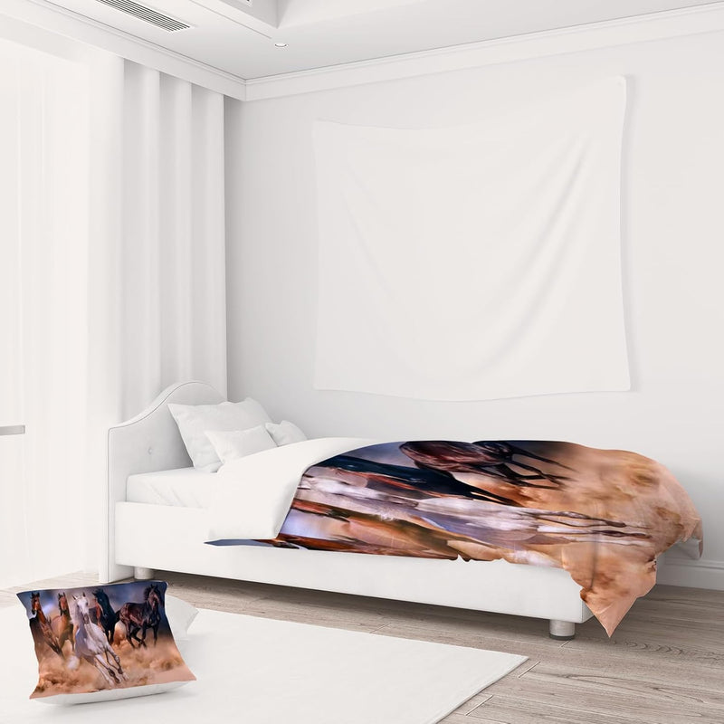 JEFFEL Pferde Bettwäsche Set 135x200 cm, Kinderbettwäsche, Pferde Motiv 3D Tier Motiv, Mikrofaser, S