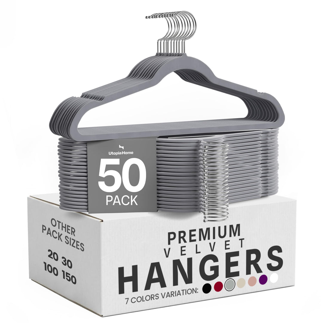 Utopia Home Premium Samt Kleiderbügel 50er Pack - rutschfeste & langlebige Kleiderbügel - Grau Kleid