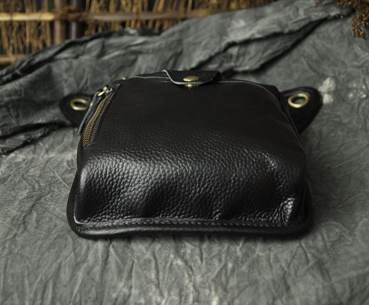 Le'aokuu Herren Echtes Leder Tasche Beinbeutel Beintasche Aussenbeintasche Beinbeuteltasche Reisen H