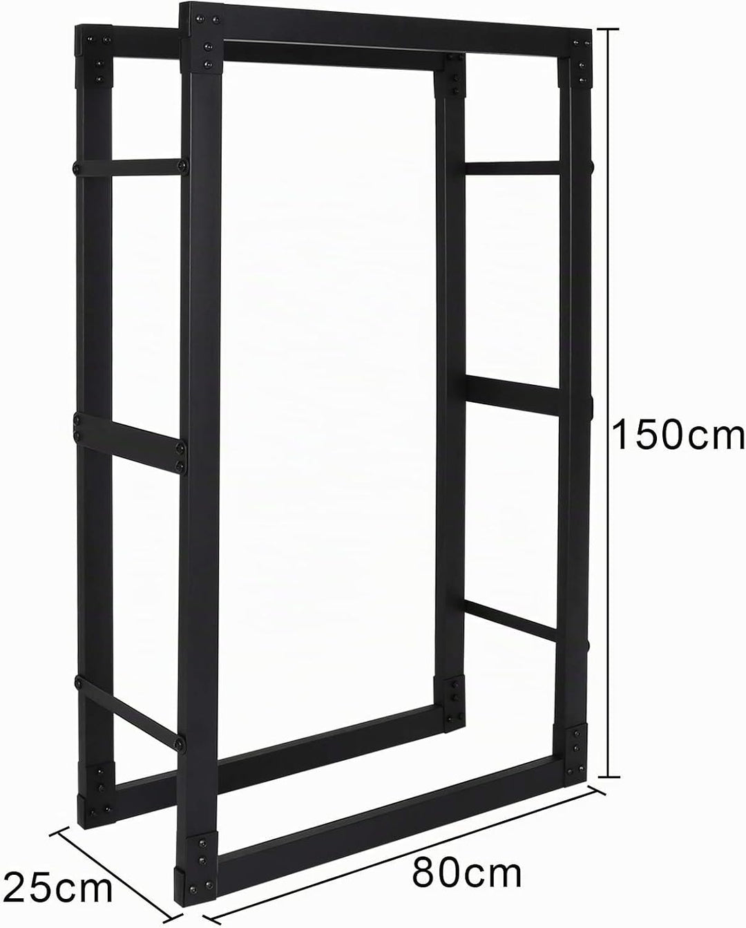 Ikodm kaminholzregal Innen und Aussen, Metall Brennholzregal aussen 80 x 25 x 150CM, Holzstapelhilfe