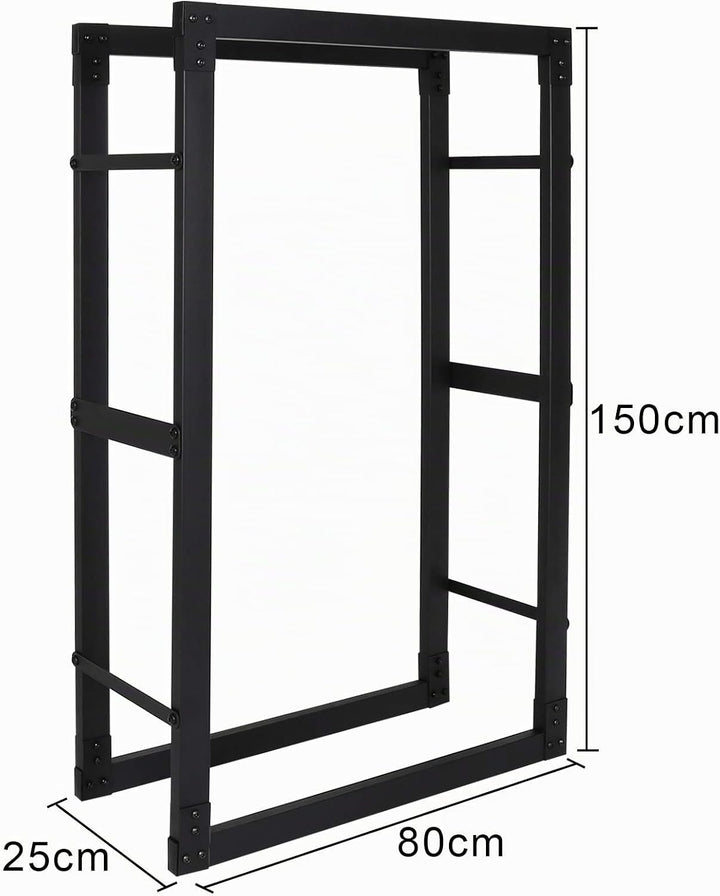 Ikodm kaminholzregal Innen und Aussen, Metall Brennholzregal aussen 80 x 25 x 150CM, Holzstapelhilfe
