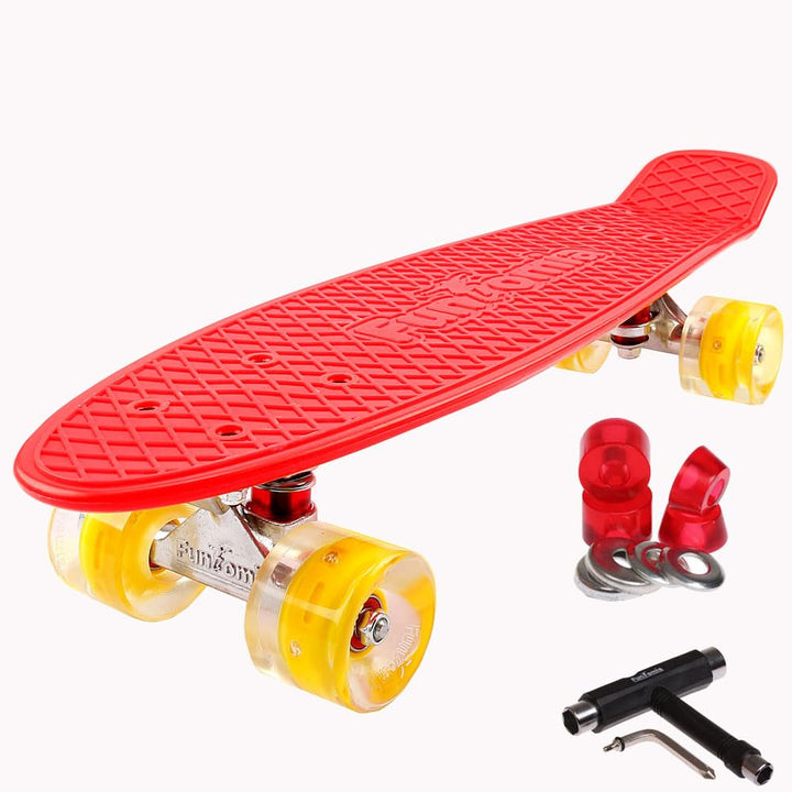 FunTomia Kinder Skateboard Cruiserboard Miniboard 57cm mit oder ohne LED Leuchtrollen Alu Truck Mach