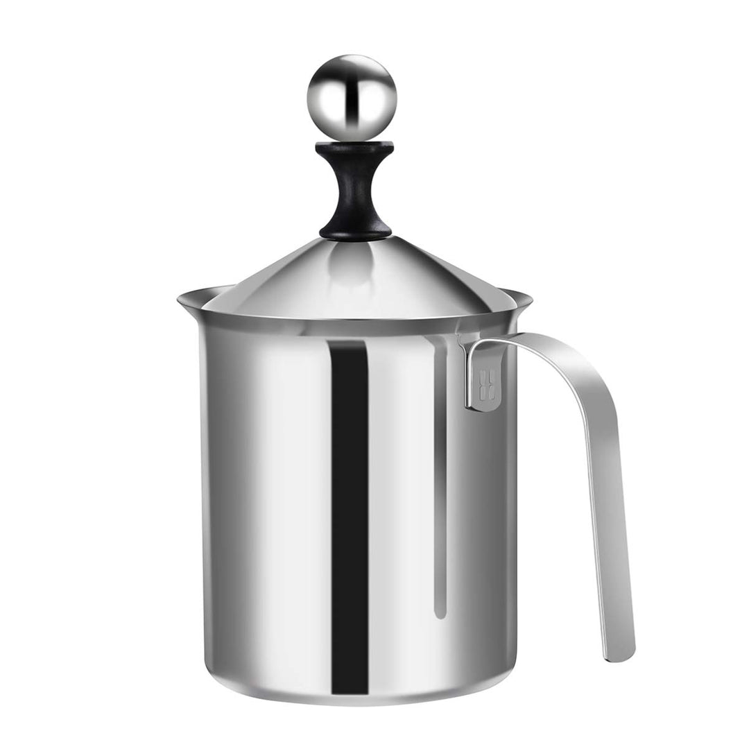 TOPBATHY 800cc Milchaufschäumer Aus Edelstahl Mit Hitzebeständigem Griff Doppelsieb Für Schnelles Au