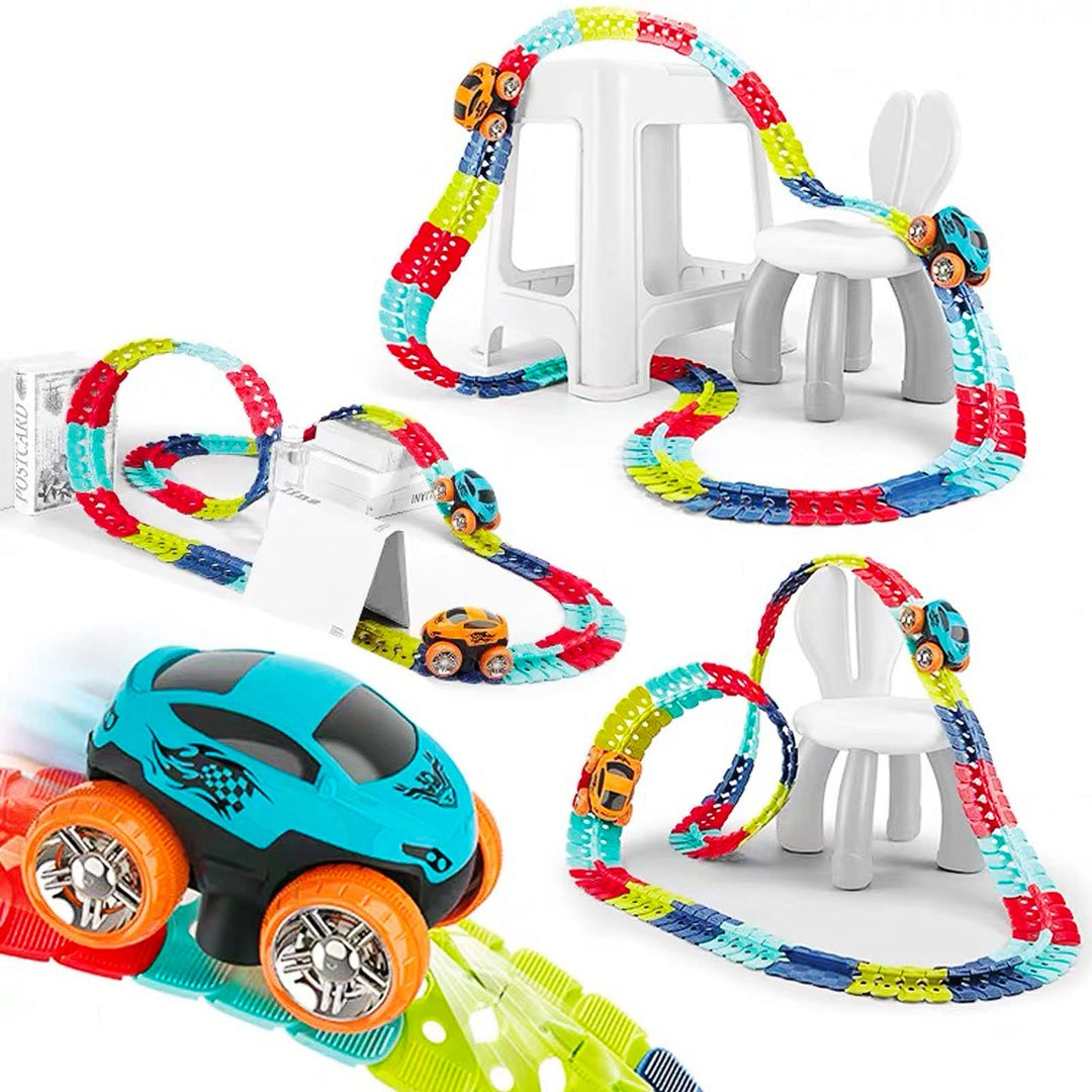Autorennbahn Autorennbahn Rennbahn Auto Spielset Inklusive 92 Stück Tracks Rennbahn Racetrack Spiels