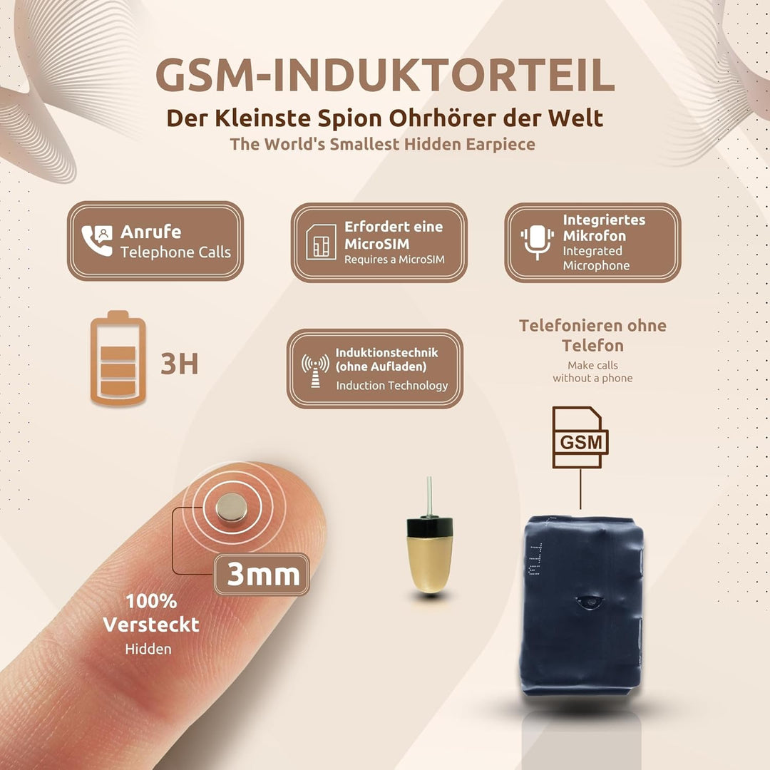 PingaOculto Spion Kopfhörer für Prüfung GSM Mini Nano Unsichtbare Kopfhörer SIM-Karte mit Mikrofon -
