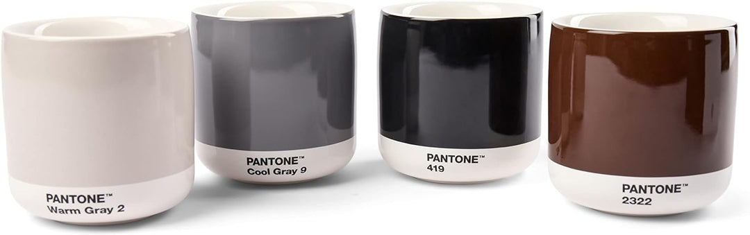PANTONE Porzellan Latte Macchiato Thermobecher, 220ml, 4er-Set: Warm Gray 2 C, Cool Gray 2 C, Brown