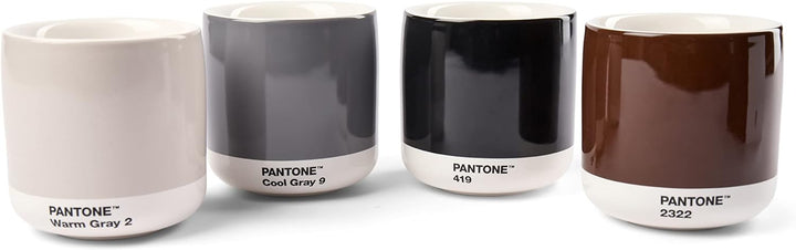 PANTONE Porzellan Latte Macchiato Thermobecher, 220ml, 4er-Set: Warm Gray 2 C, Cool Gray 2 C, Brown