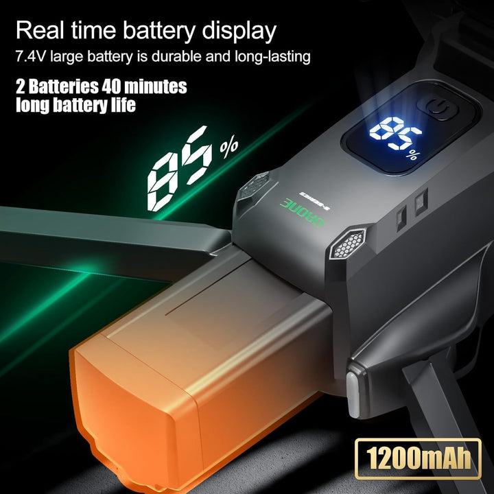 OBEST GPS Drohne mit 4K Kamera für Erwachsene Faltbare FPV Drone Fernbedienung mit 5.9" Bildschirm S