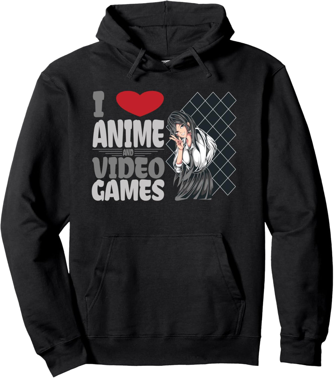 Ich liebe Anime und Videospiele Japanische Anime-Videospiele Kunst Pullover Hoodie