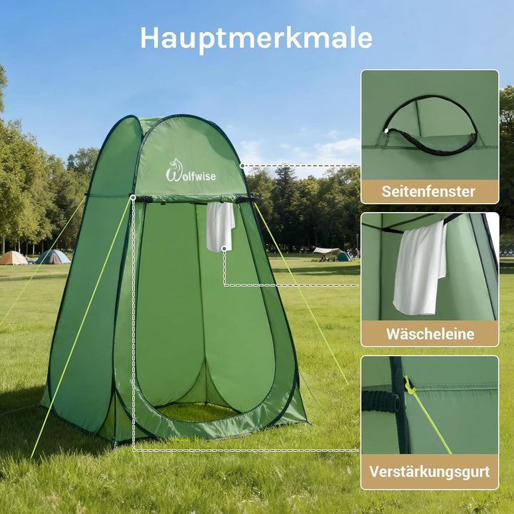 Wolfwise Pop up Toilettenzelt Umkleidezelt, Camping Duschzelt Outdoor Mobile Toilette Umkleidekabine