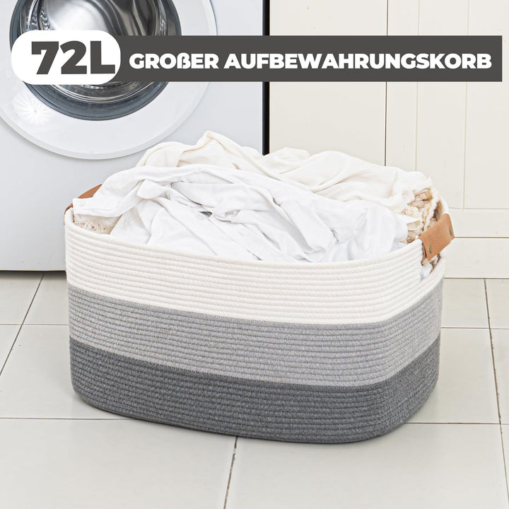 danpinera Korb Aufbewahrung, Aufbewahrungskorb Gross für Decken, grosser Deko Korb für das Wohnzimme