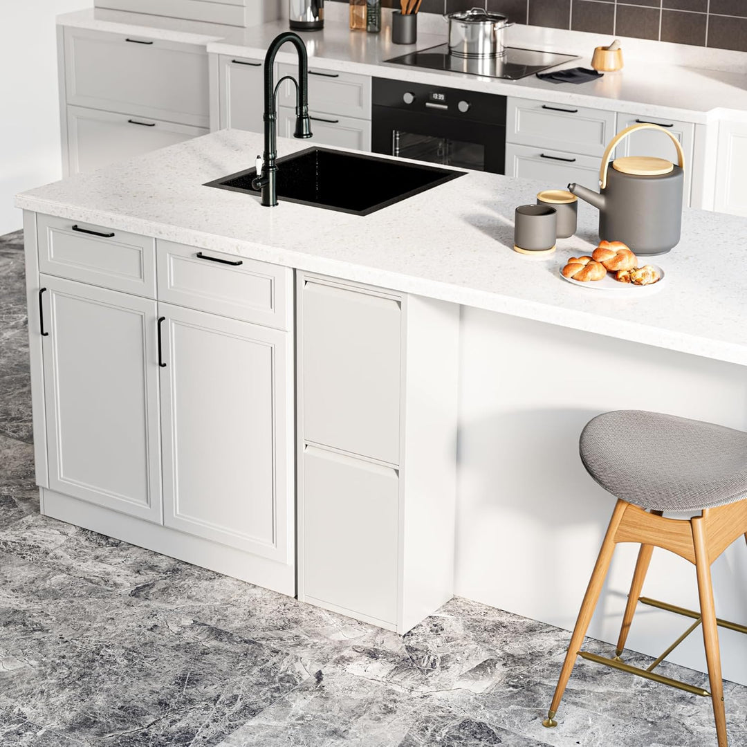 [en.casa] Mülltrennschrank Sollentuna Abfallschrank aus Metall 93 x 33 x 25 cm Mülltrennsystem mit 2