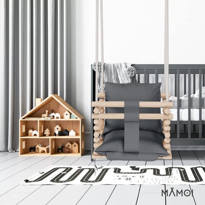 MAMOI® Babyschaukel, Schaukel Indoor und Outdoor, Holzschaukel für Baby und Kinder, Kinderschaukel,