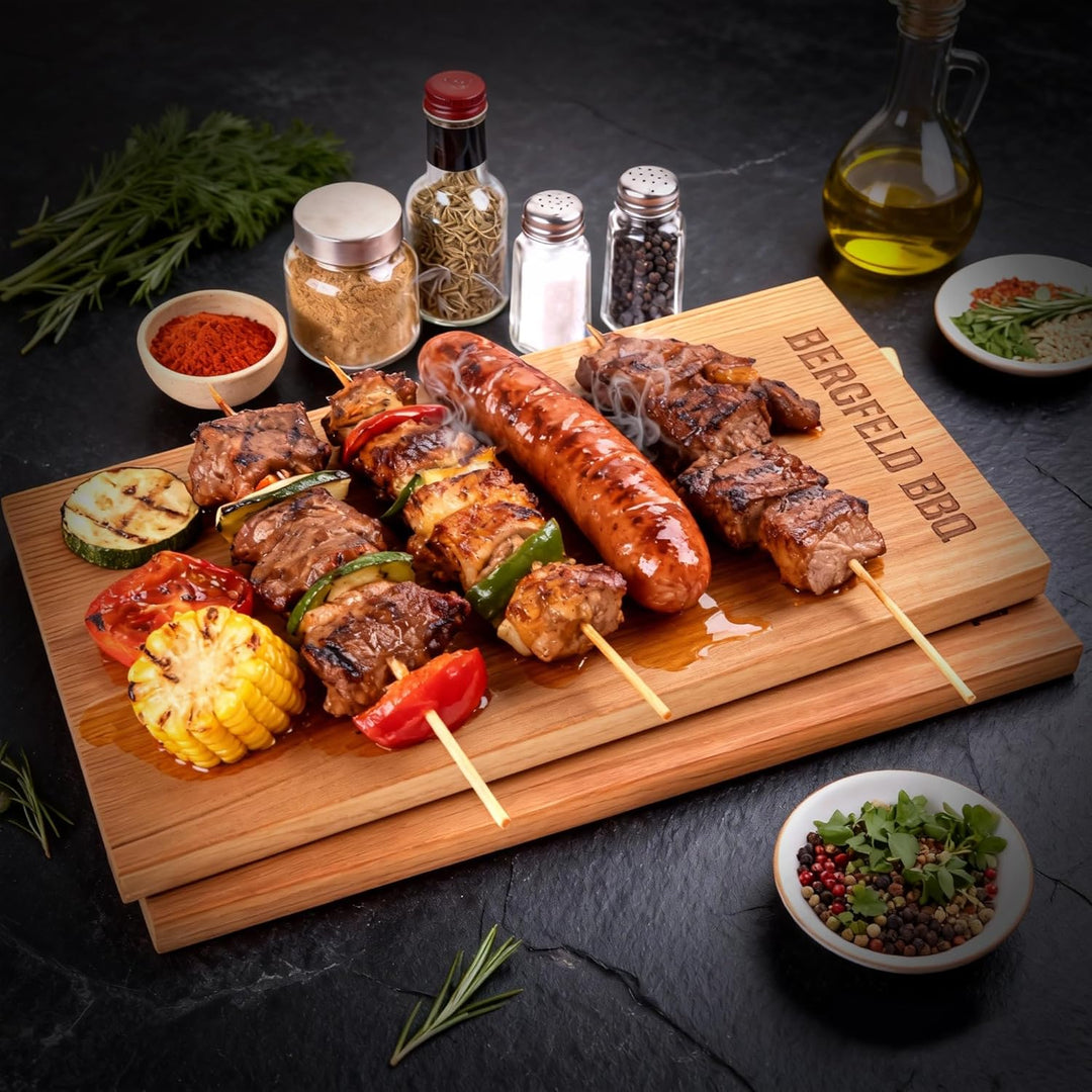 Bergfeld BBQ – 6 Stück Zedernholzbretter zum Grillen – 30x14x1 cm - Räucherbretter aus 100% kanadisc