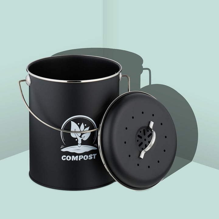 Relaxdays Komposteimer Küche 5,5 Liter, Mülleimer mit Deckel und Geruchsfilter, Abfalleimer Biomüll,